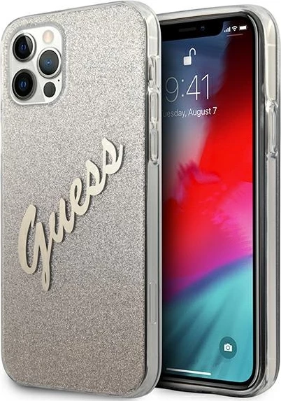 Mbështjellës Guess GUHCP12LPCUGLSGO për iPhone 12 Pro Max 6.7", Glitter Gradient, Gold
