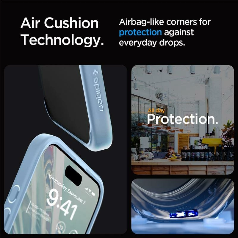 Mbështjellës Spigen Crystal Hybrid për iPhone 15 Pro Max, Transparent Blu