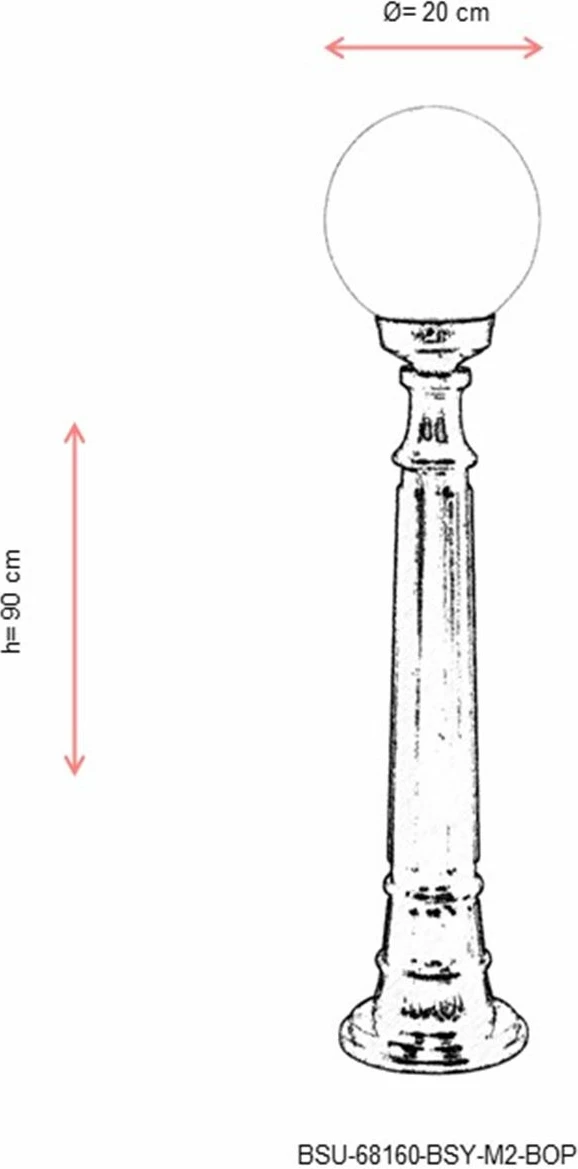 Llambë dyshemeje për jashtë, Opviq, BSU-68160-BSY-M2-BOP, e zezë dhe e bardhë