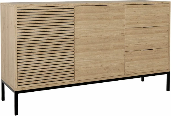 Bufe Leodrif melaminë, ngjyrë lisi-e zezë, 140x40x80cm