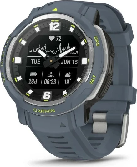 Smartwatch Garmin Instinct Crossover Standard Edition, GPS, 28 ditë bateri, rrip silikon, kaltër