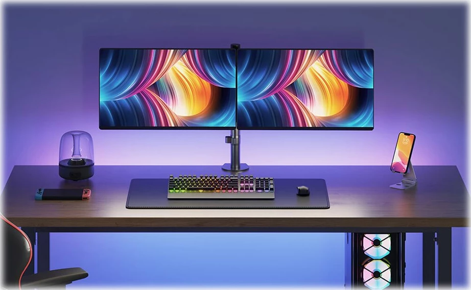 Mbajtës tavoline për dy monitorë Neomounts FPMA-D550DBLACK, i zi