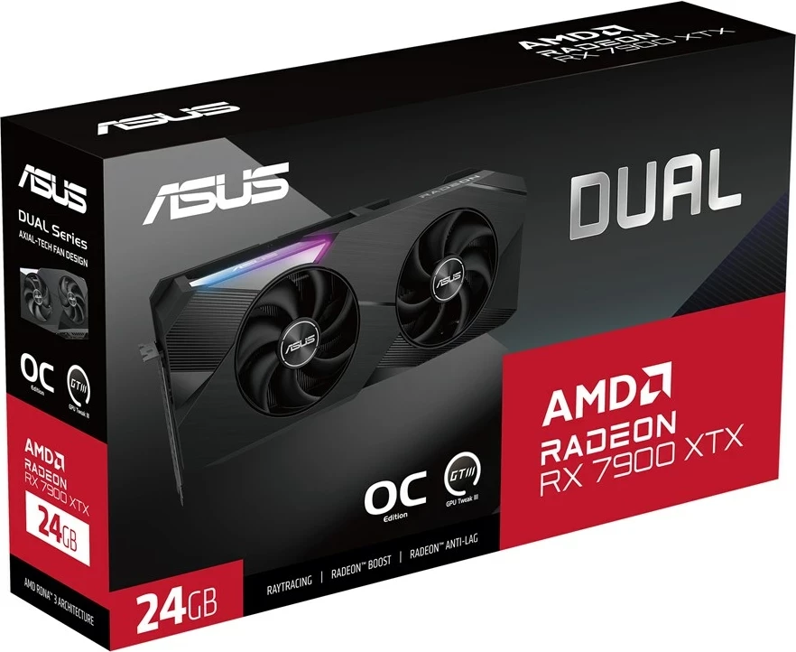Kartelë grafike ASUS Dual RX7900XTX, 24 GB GDDR6, E zezë