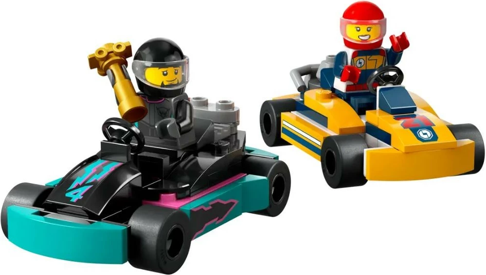Set LEGO City Go-Kart and Race Drivers 60400, 99 pjesë, plastikë, për fëmijë, portokalli dhe tirkiz