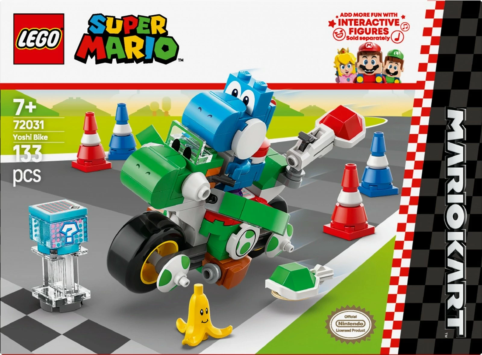 Set ndërtimi LEGO Super Mario Mario Kart Yoshi Bike 72031, 133 pjesë, me Light-Blue Yoshi