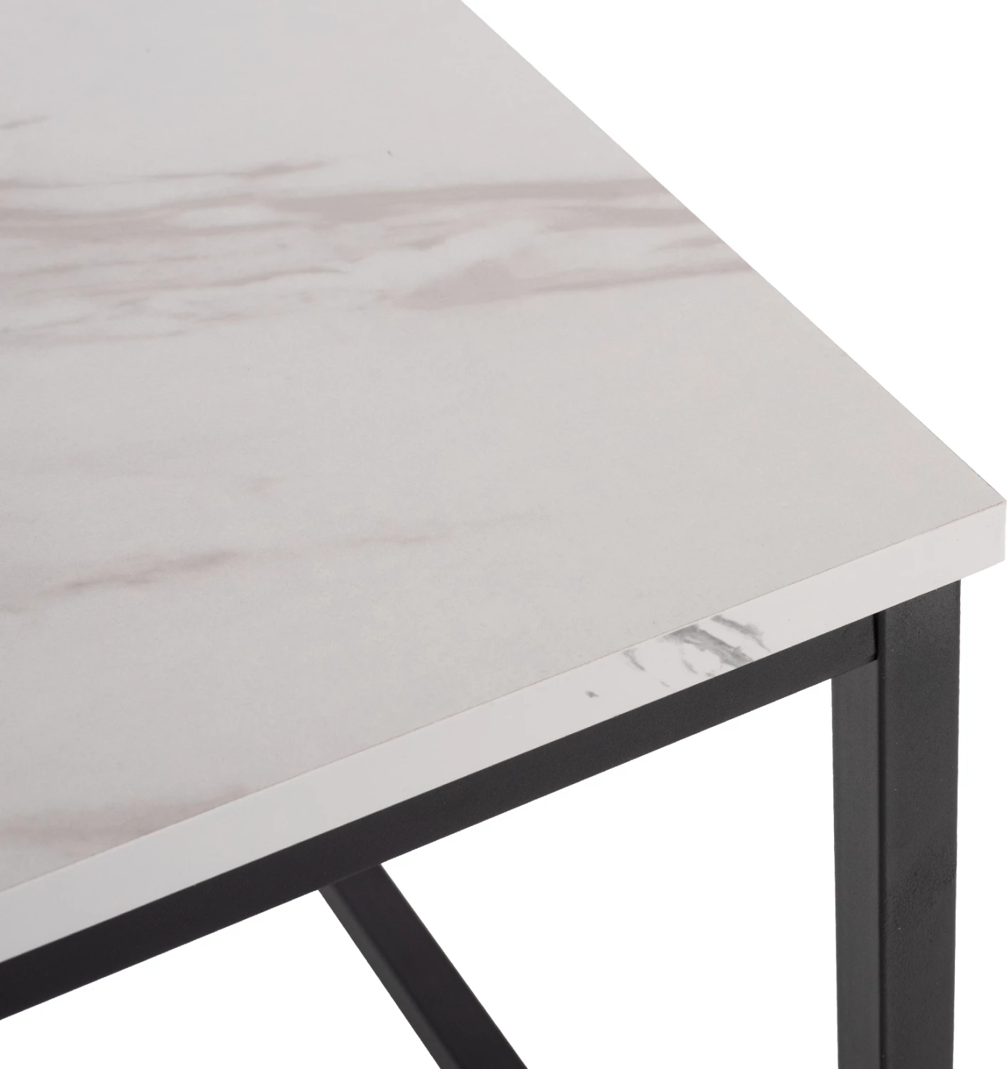 Tavolinë kafeje BRAYLEN FH8942.12 katrore melamine me pamje mermeri të bardhë - bazë e zezë 75x75x43H cm