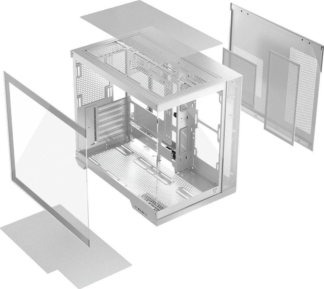 Kasë MODECOM Volcano Panorama NF Midi, ATX, xham i temperuar, e bardhë