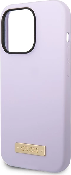 Mbështjellës Guess GUHMP14LSBPLU për iPhone 14 Pro 6.1", silikon, MagSafe, vjollcë
