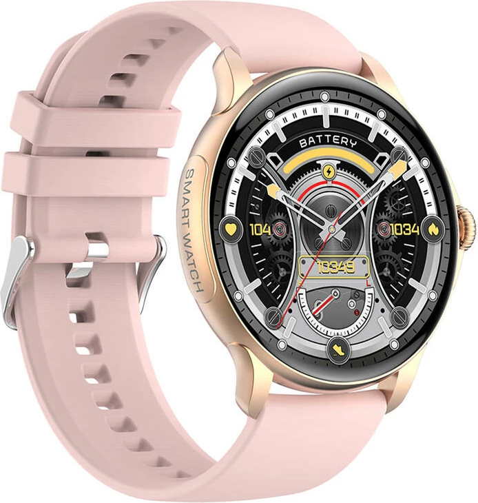 Smartwatch Colmi V72, 1.43" AMOLED, për Android/iOS, Gold me rrip rozë
