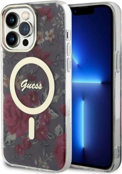 Mbështjellës Guess GUHMP14XHCFWSA për iPhone 14 Pro Max 6.7", Flower MagSafe, Gjelbër