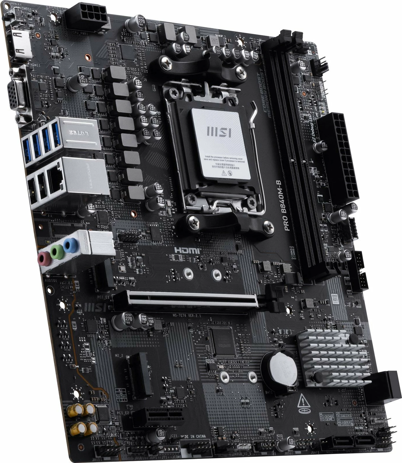 Pllakë amë MSI PRO B840M-B, AMD B840, AM5, mATX, DDR5 deri 128GB