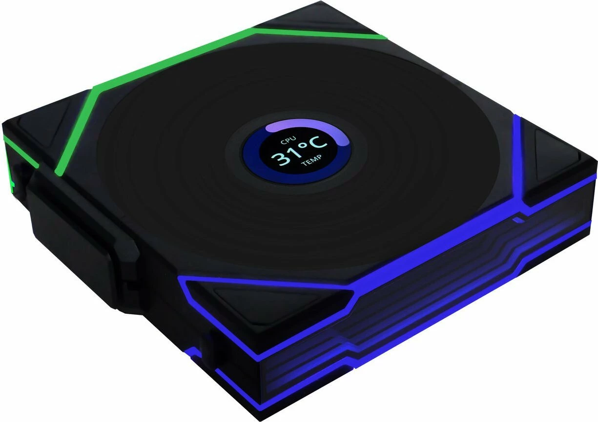 Ventilatorë kasë PC Lian Li UNI FAN TL Wireless LCD 120 Reverse Blade, 120mm, PWM 4-pin, ARGB, zi, 3-pack