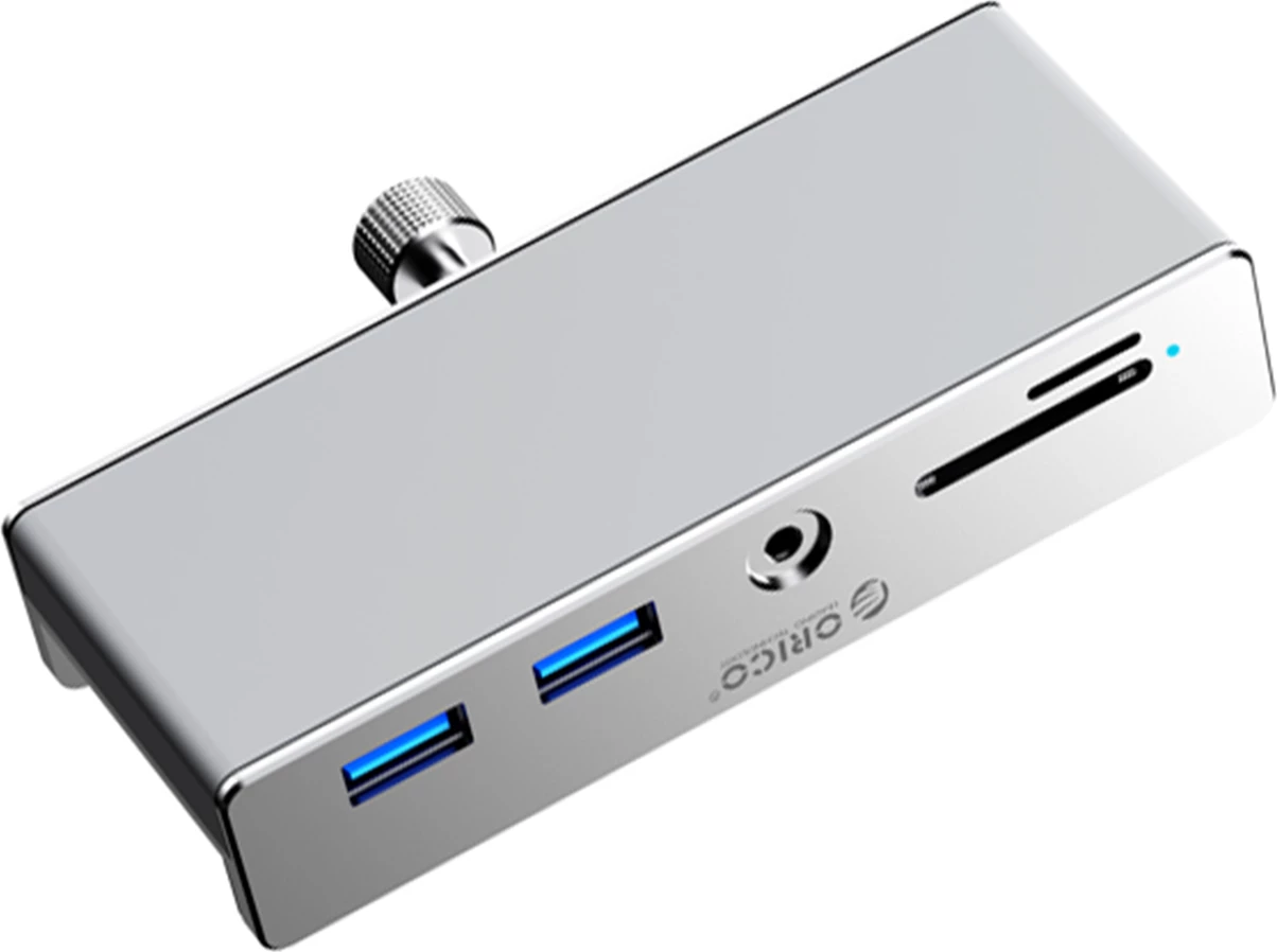 Kasë Orico MH5PMM me kapëse, USB-C/2x USB-A 3.0, SD & TF, 3.5mm Audio, e zezë