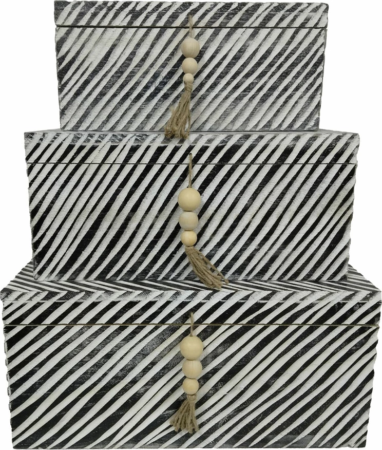 Set 3 kuti druri për organizim, ngjyrë kafe-bezhë, 64x44x30