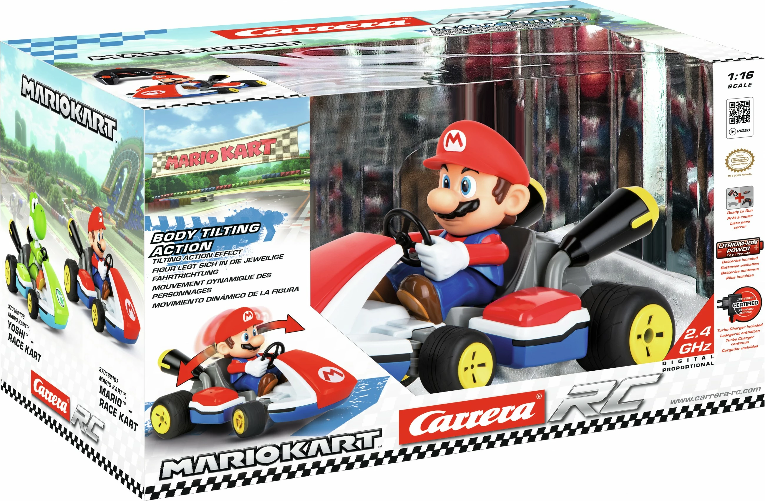 Vetura me telekomandë Carrera Mario Kart, Mario - Race Kart me zë, 1:16, 6 vjeç e lart