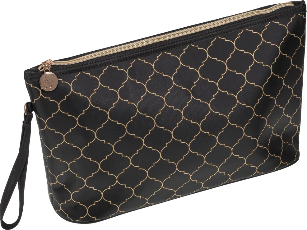 Çantë kozmetike Auri Large Expandable e zezë/ari