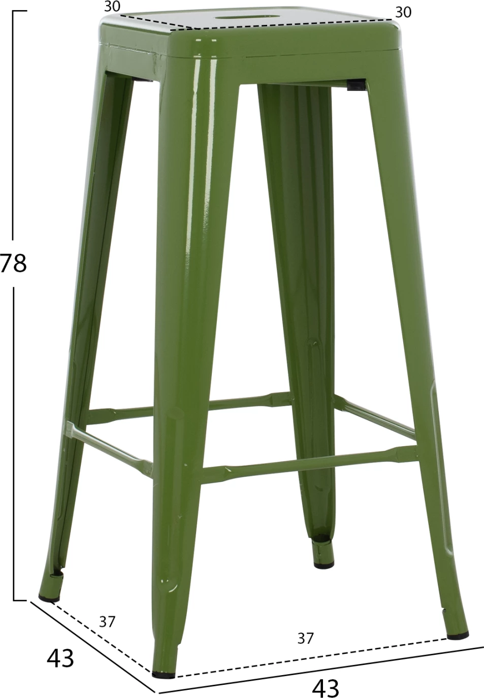 Karrige për bar metalike Melita, ngjyrë ulliri e lehtë, FH8642.13, 43x43x78 cm