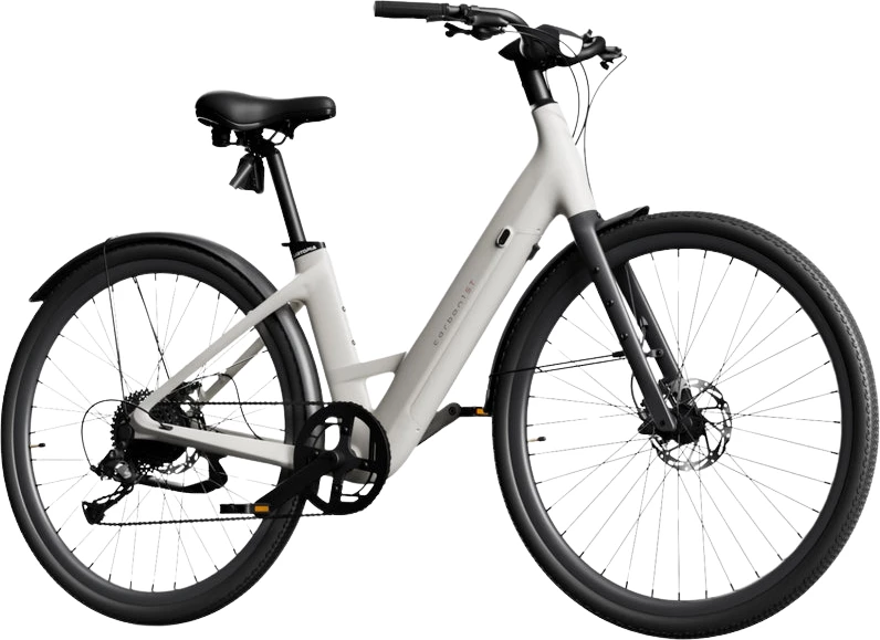 Biçikletë elektrike Urtopia Carbon 1 ST Step-Thru, madhësi M (155–185 cm), kornizë karbon, motor 250W, bateri 352.8 Wh, e bardhë
