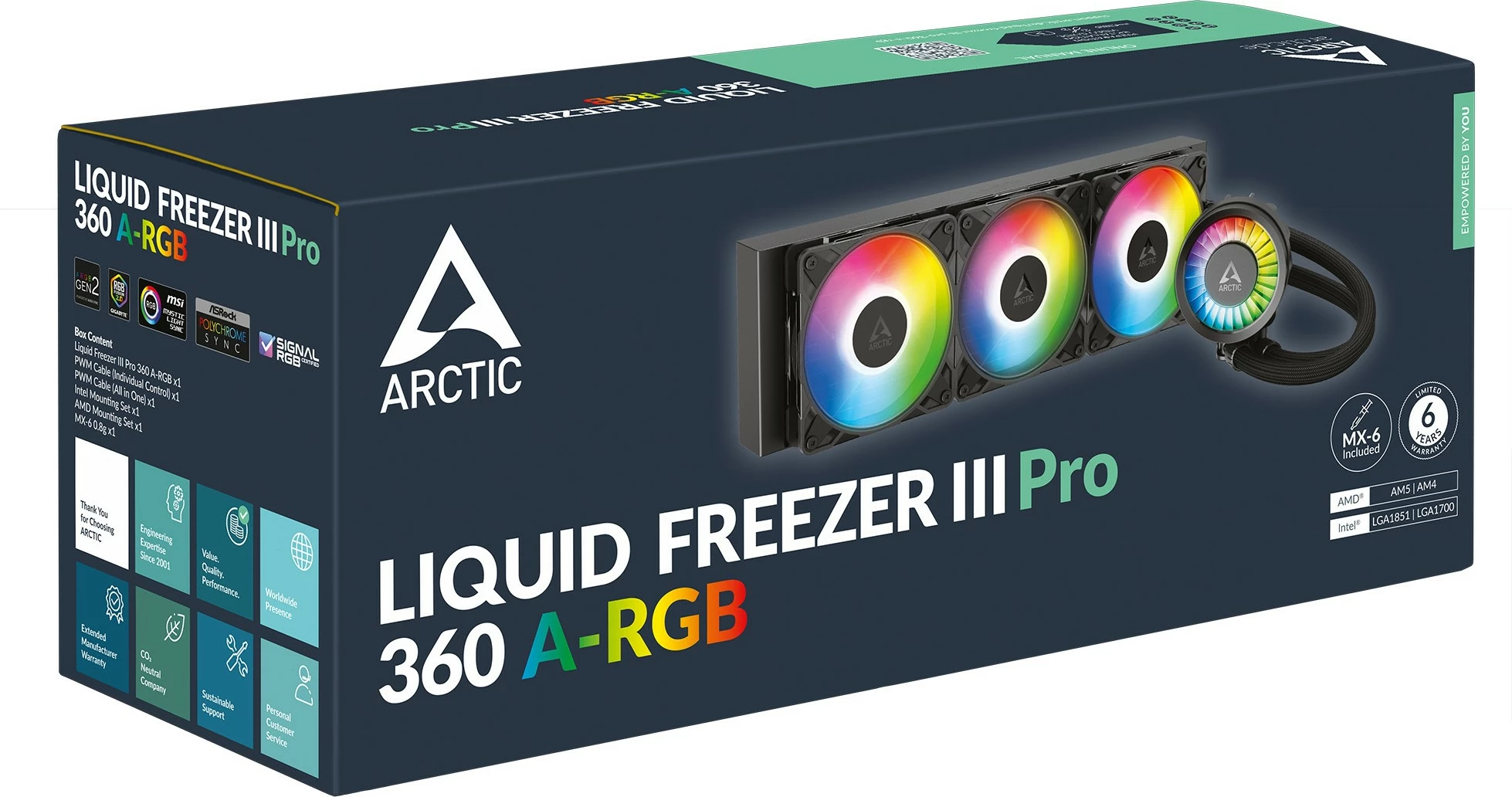 Ftohës uji për procesor ARCTIC Liquid Freezer III Pro 360 A-RGB, 3 ventilatorë 12cm, A-RGB, i zi
