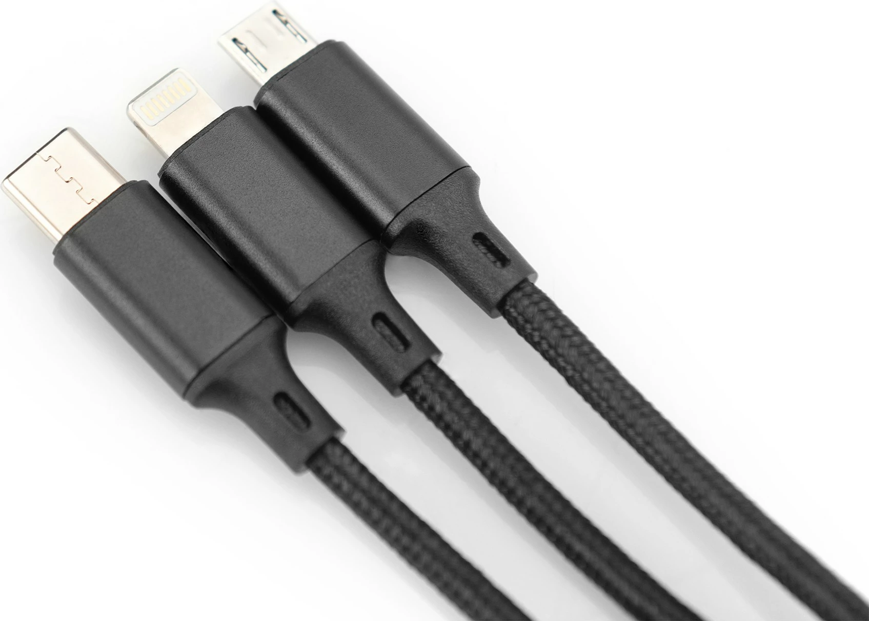 Kabllo karikimi 3-në-1 Digitus, 1 m, USB A, USB C, E zezë