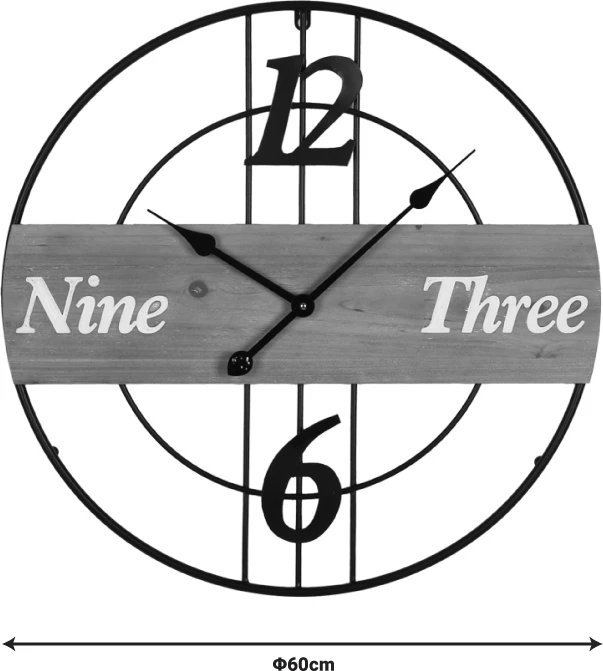 Orë muri Tabla Inart metalike, ngjyrë e zezë, 60x3x60 cm