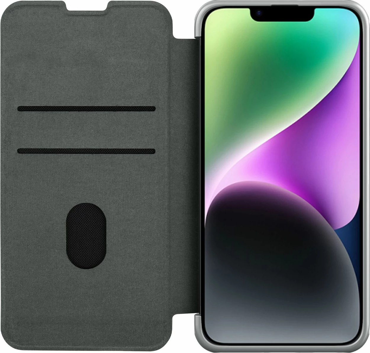 Mbështjellës Nillkin Qin Cloth Pro Case për iPhone 14 Plus, me kapak dhe mbulesë kamere, Gri