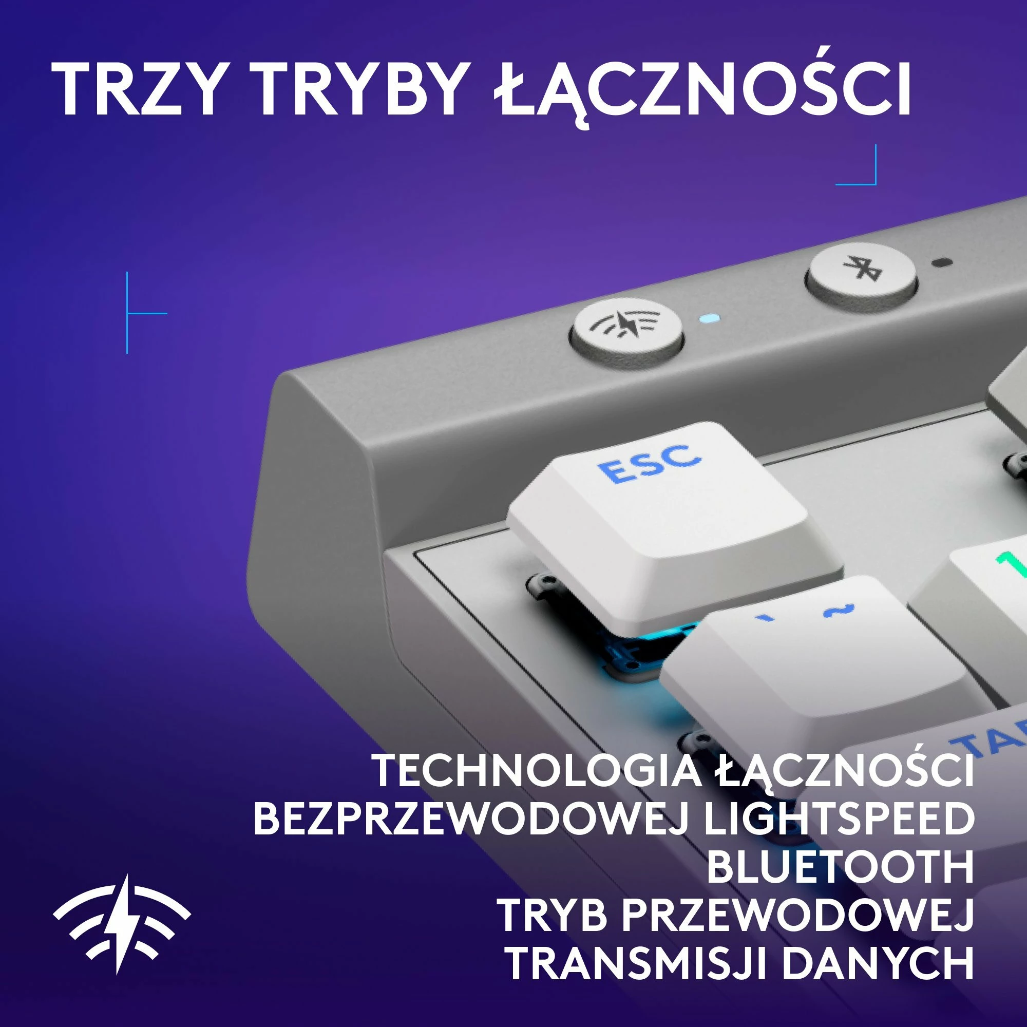 Tastierë gaming Logitech G515 LIGHTSPEED TKL 920-012539, mekanike GL Brown low-profile, RGB, Wireless/Bluetooth/USB-C, layout US, e bardhë