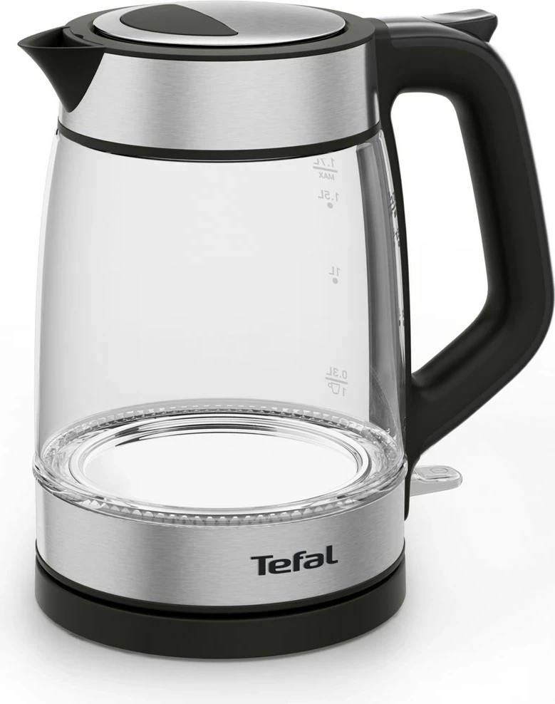 Ibrik elektrik Tefal KI605830, 1.7L, 2200W, xham, argjendtë/zi