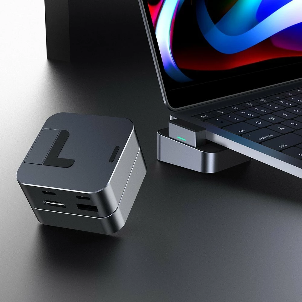 HUB multifunksional Joyroom S-H121, për MacBook Pro, 8 porta, Thunderbolt 3, Gri