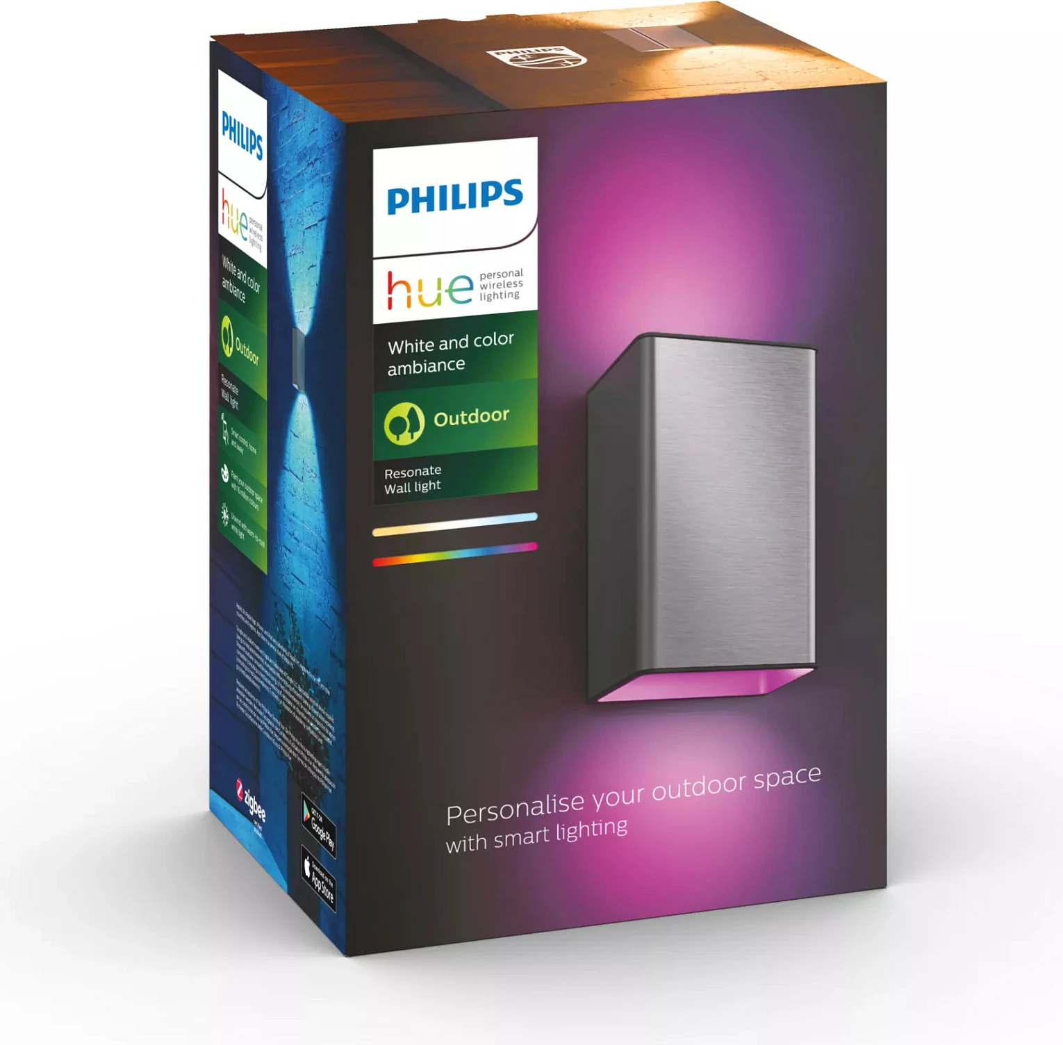 Llambë murale Philips Hue Resonate, LED, smart, çelik inox, dritë me ngjyra