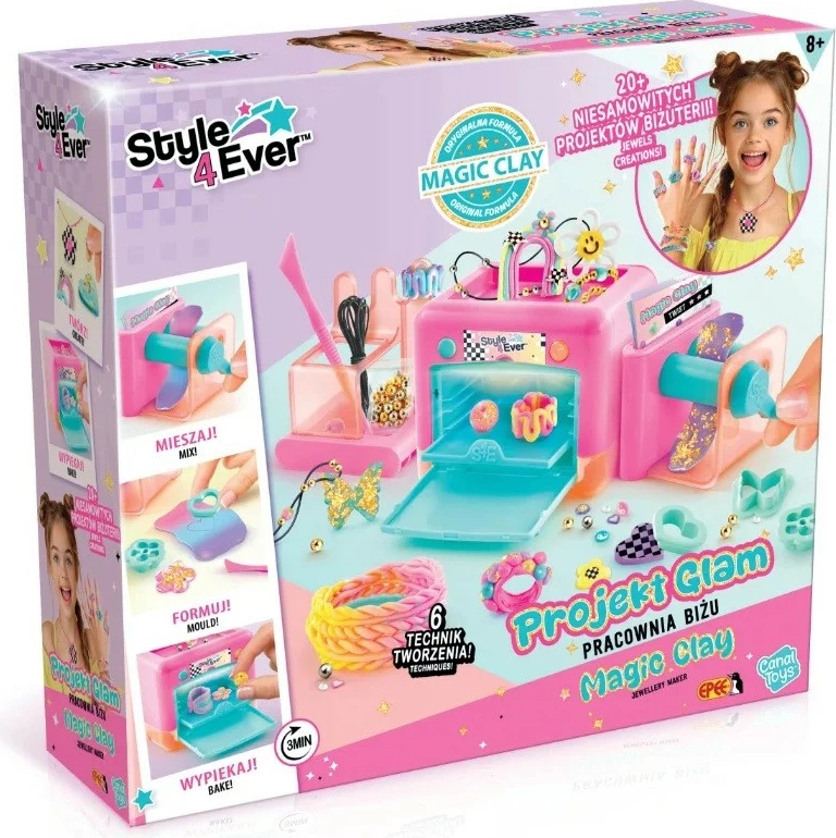 Set krijues punëtori bizhuterish, Epee Project Glam EP60467, argjilë modeluese me mjete dhe 20+ elemente, 6+, shumëngjyrësh, set