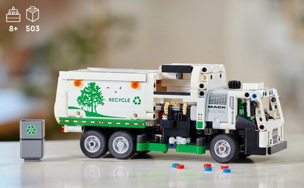 Set ndërtimi LEGO Technic Mack LR Electric Garbage Truck 503 pjesë shumëngjyrëshe