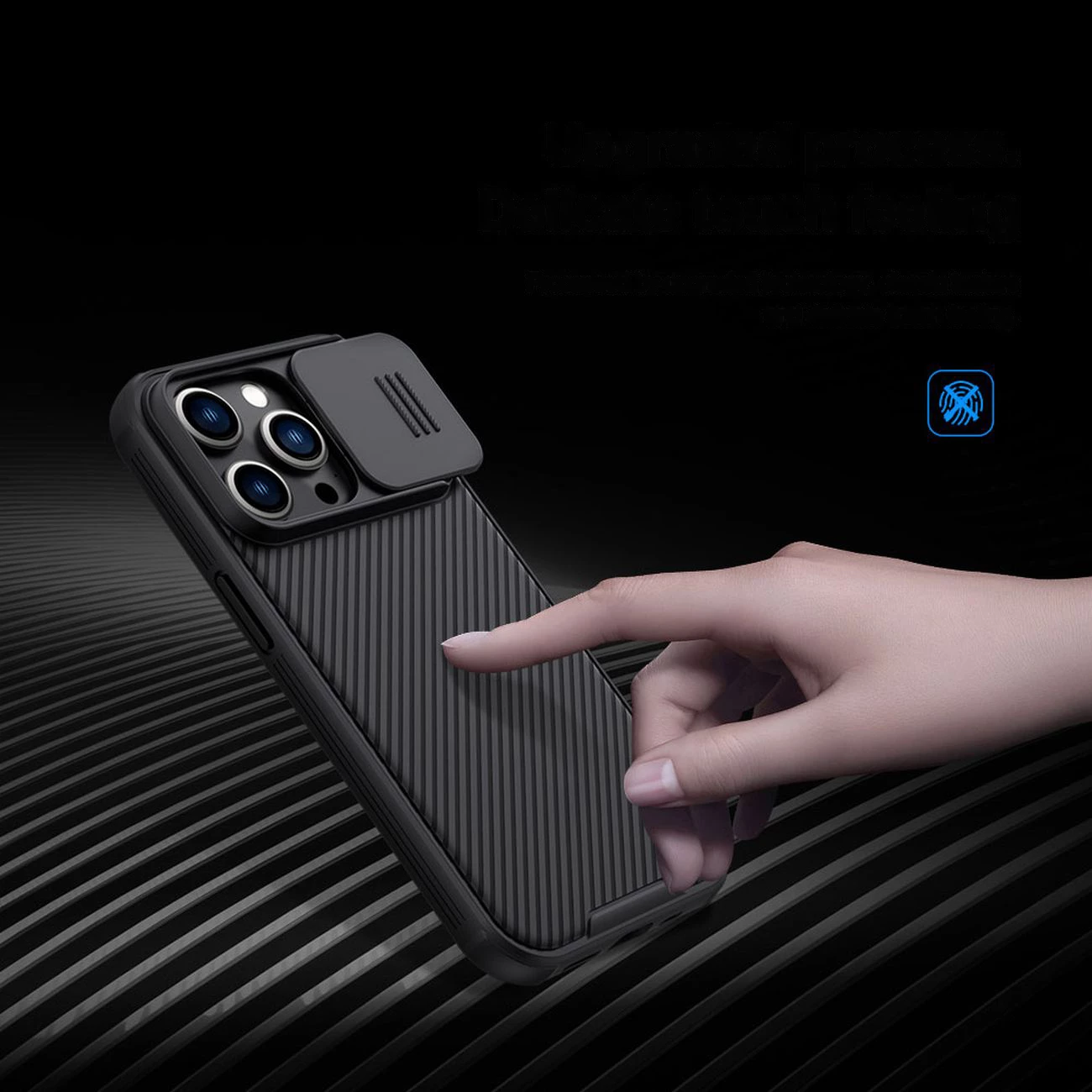 Mbështjellës Nillkin CamShield Pro për iPhone 14 Pro, me kapak kamere, Kaltër