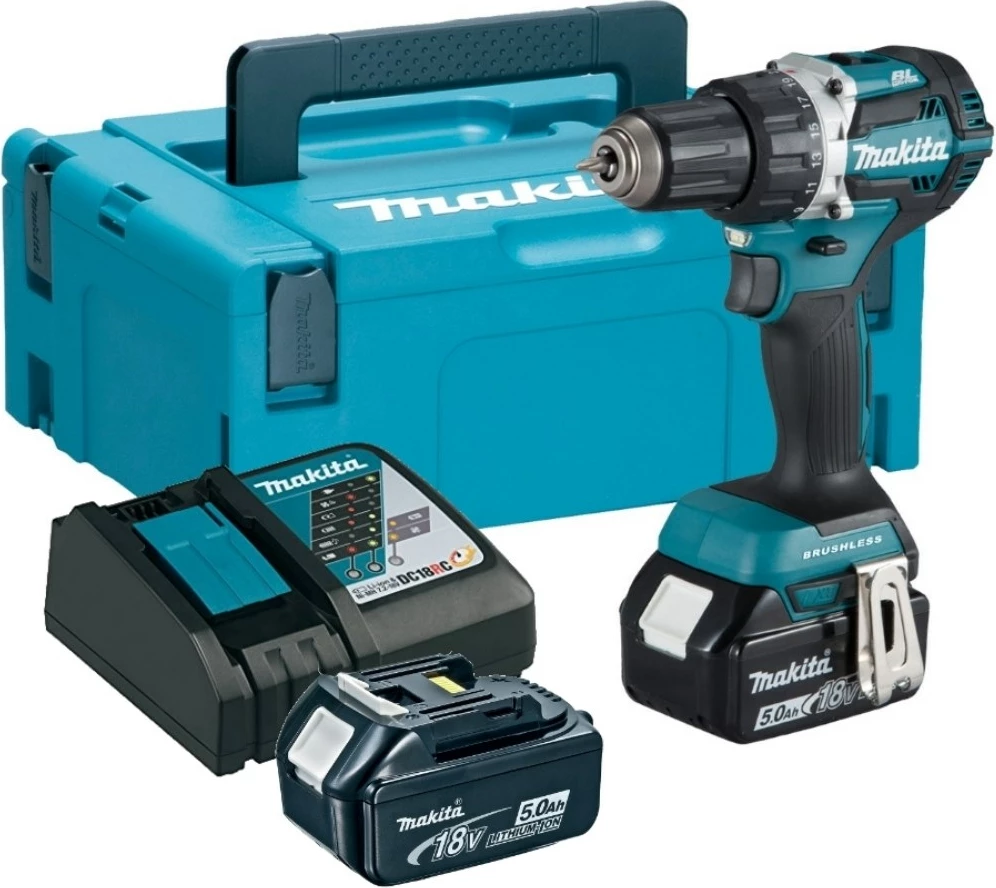 Shpuese/vidhosëse me bateri MAKITA DDF484RTJ, 18V, 5Ah, 2 bateri, Blu