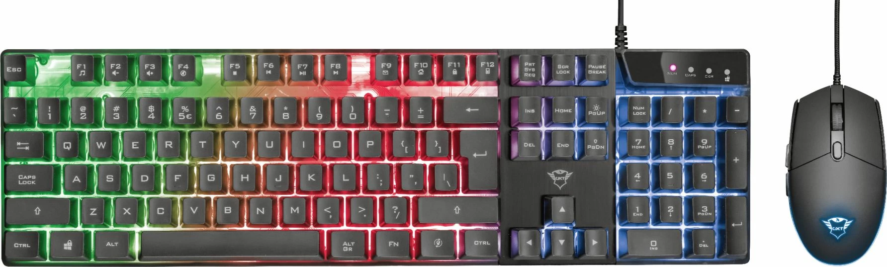 Set tastierë gaming + Maus Trust GXT 838 Azor 23472, me kabllo, RGB, 3000 DPI, e zezë