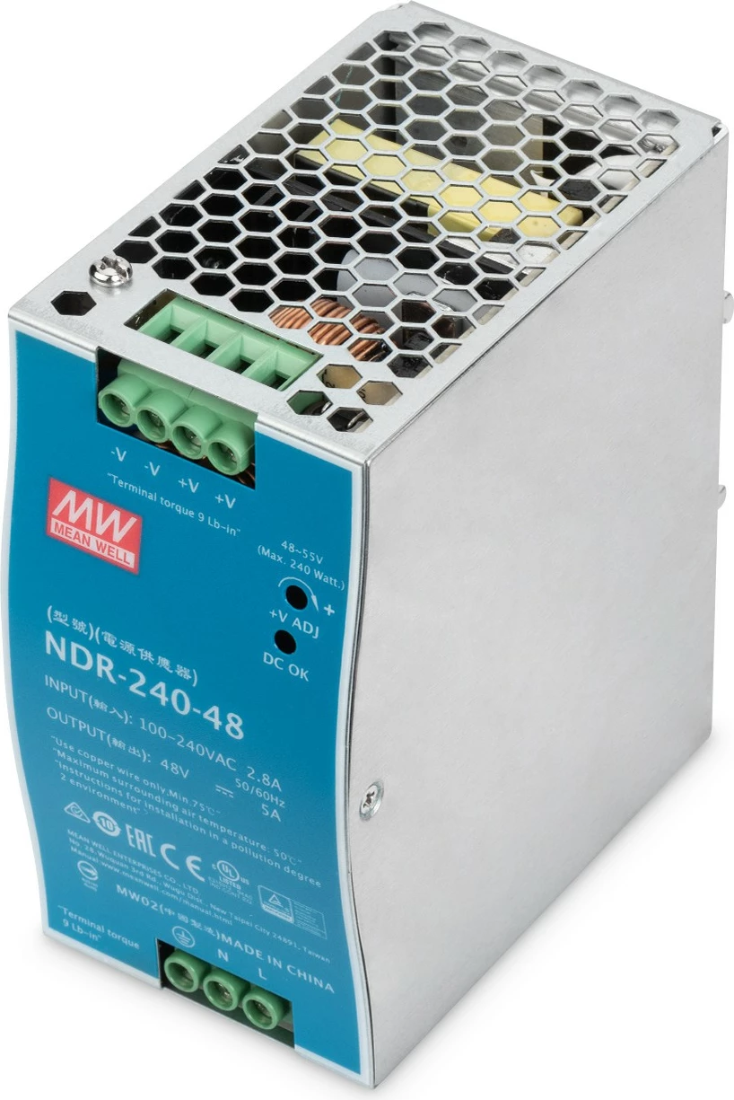 Furnizues industrial i rrymës Digitus, 48V DC, 240W, DIN rail, ngjyrë gjelbër/argjendtë