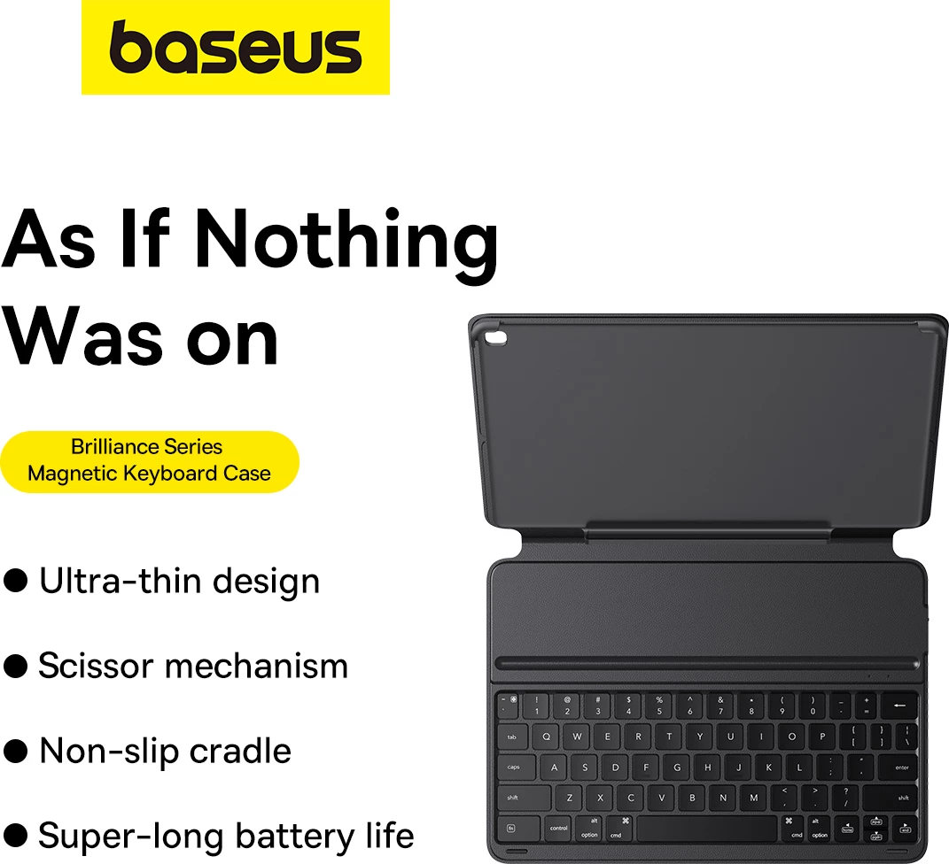 Mbështjellës me tastierë Baseus Brilliance Series për iPad 10.2'' (2019/2020/2021), me USB-C kabllo, e zezë
