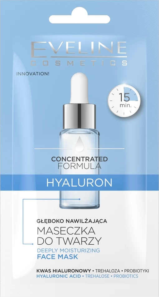 Maskë për fytyrë për femra Eveline Cosmetics Deep Hydrating Hyaluron, 8ml