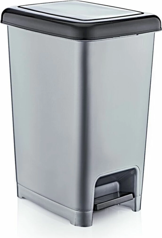 Kosh metali me pedal, ngjyrë gri dhe e zezë, Hermia Concept, 25x35x43.7cm