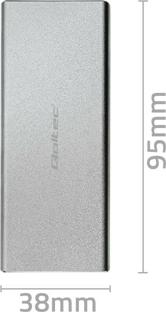 Kasë Qoltec për SSD M.2 SATA/NGFF, USB 3.0, 2TB, Argjend