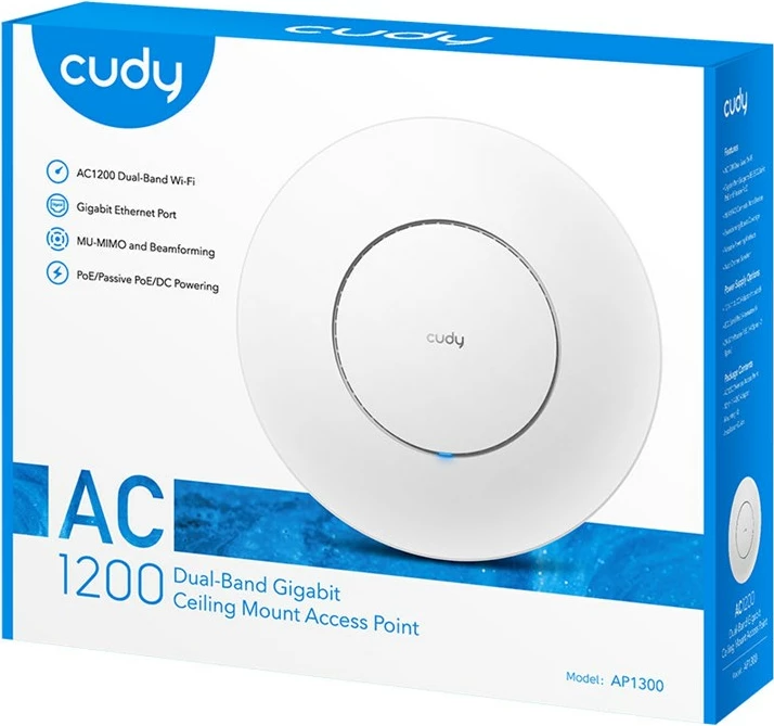 Access Point Cudy AP1300, 867 Mbit/s, Power over Ethernet, Bardhë