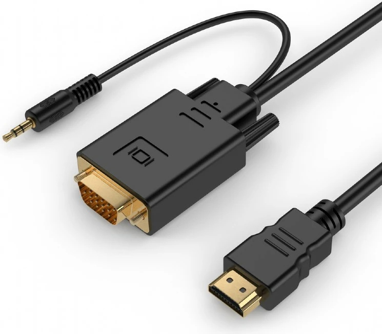 Konvertues HDMI në VGA me mini Jack Gembird A-HDMI-VGA-03-6, 1.8m, Zi