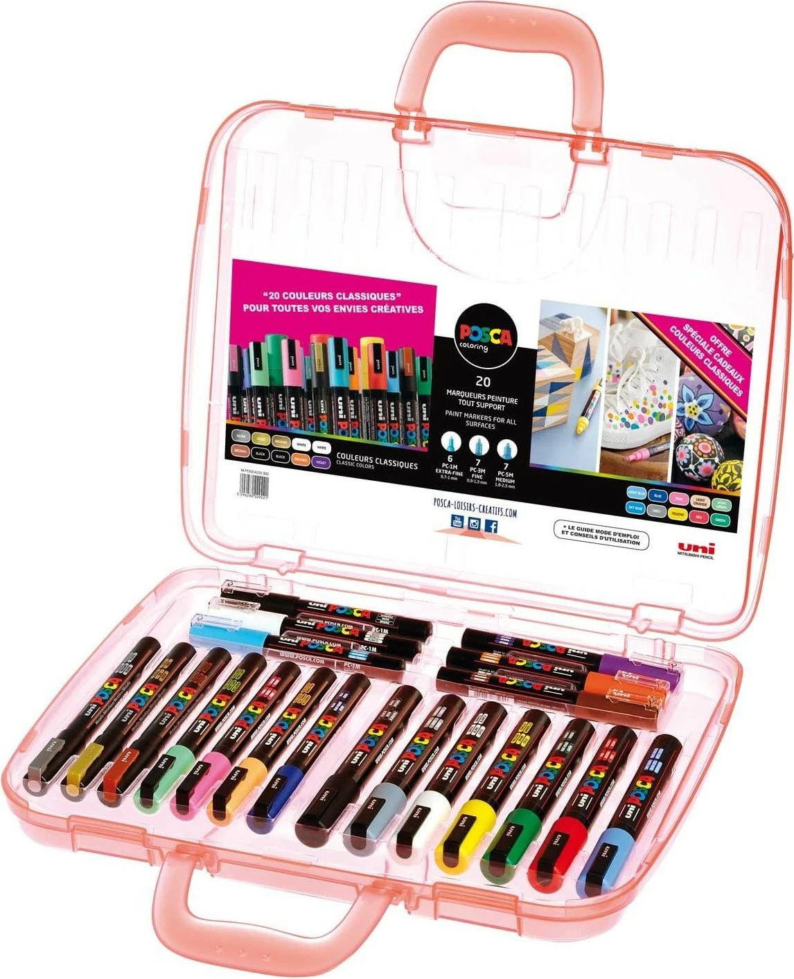 Set markerash POSCA UNI Malkoffer 20 ngjyra klasik