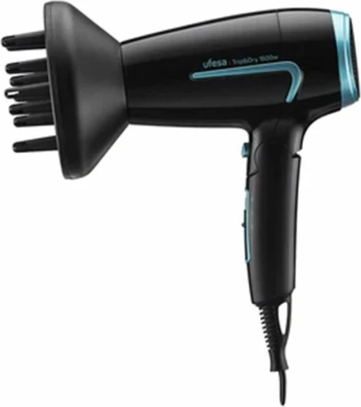 Tharëse flokësh e palosshme UFESA Trip&Dry 60305640, 1600W, voltazh universal, e zezë/mentë, me difuzor dhe grykë përqendruese