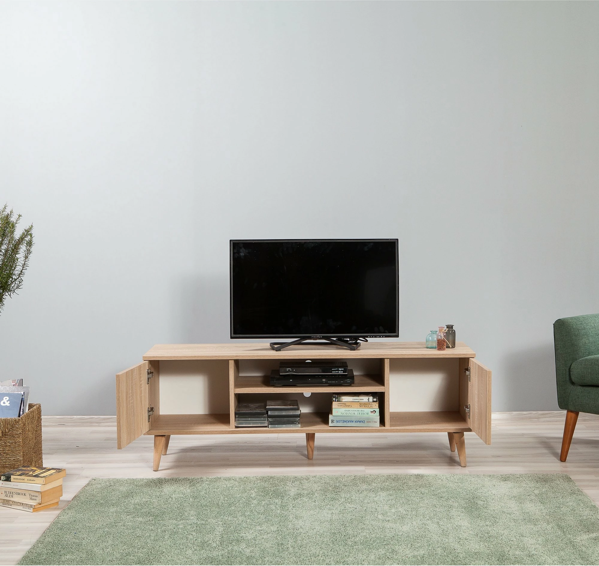Komodë për TV Truva, ngjyrë lisi Sonoma, Hanah Home, 140x50x40 cm