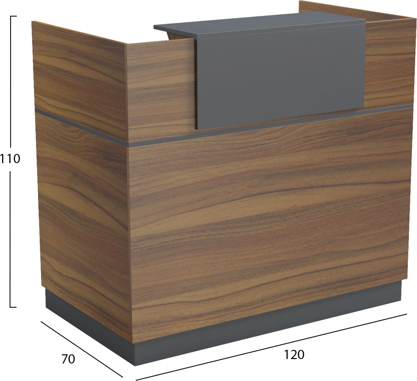 Banak recepsioni profesional BARRY, ngjyrë arrë/gri, FH2152.03, 120x70x110cm