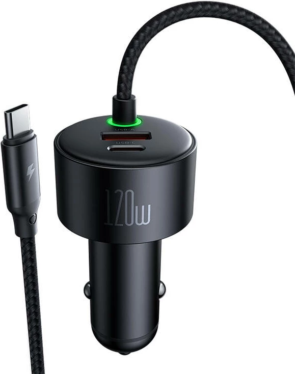 Karikues veture Mcdodo CC-0370, USB-C, Lightning, 120W, kabllo tërheqëse, zi