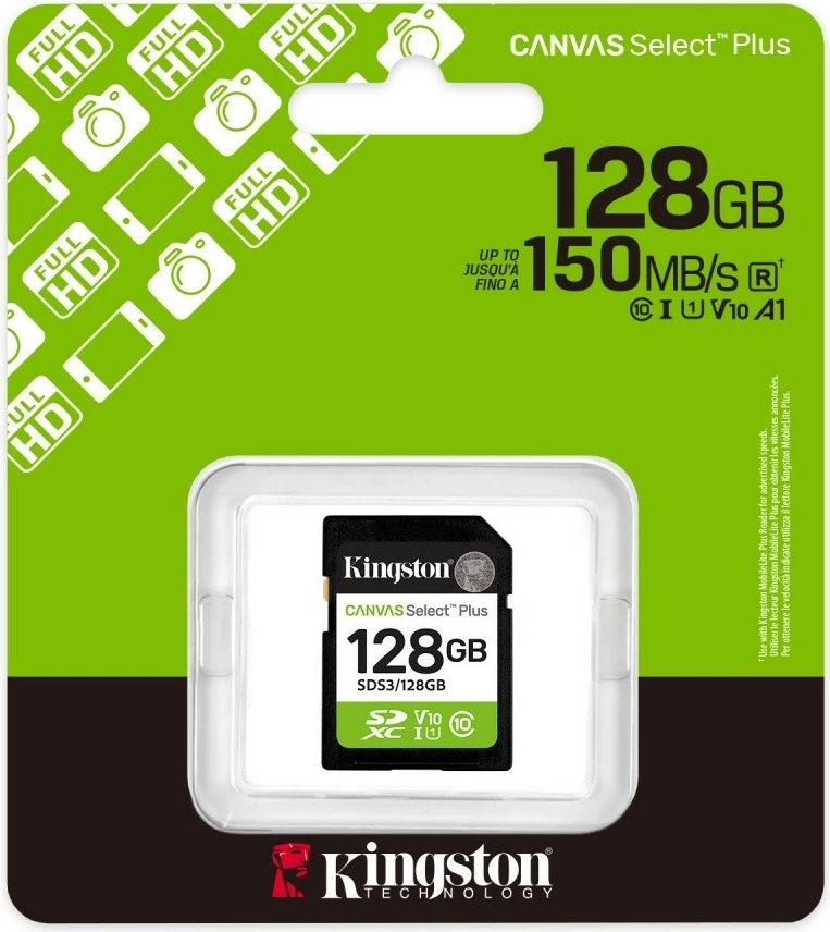 Kartë memorie Kingston Canvas Select Plus Gen3 128GB SDXC, 150MB/s