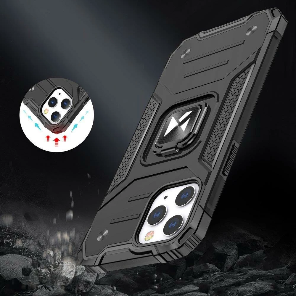 Mbështjellës Wozinsky Ring Armor me këmbëz dhe ring holder për iPhone 13 Pro Max, argjendtë