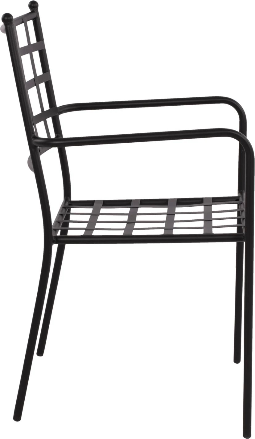 Karrige metalike me krahë, ngjyrë e zezë, FH5508, 46x58x88 cm